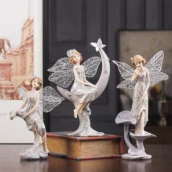 Mielas Angelas Miniatiūriniai Modelis Amatų Namų Dekoro Priedai Dervos Mergina Su Sparnais Kambario Dekoro Figūrėlės Statulos Papuošalai
