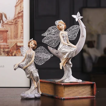 Mielas Angelas Miniatiūriniai Modelis Amatų Namų Dekoro Priedai Dervos Mergina Su Sparnais Kambario Dekoro Figūrėlės Statulos Papuošalai