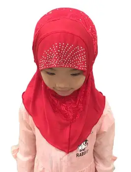 Vaikų Mergaičių Amira Hijab Šalikas Galvos Apdangalai Musulmonų Paryer Skara Pavogė Kalnų Krištolas Arabų Islamo Skarelė Turbaną Artimuosiuose Rytuose Vadovas Wrap
