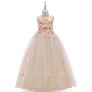 Mergaičių Siuvinėjimo vakarinę Suknelę Europos Stiliaus Vaikas Merginos Rankovių Princesė Dress Vaikų Vestuvių Priimančiosios veikimo Drabužiai