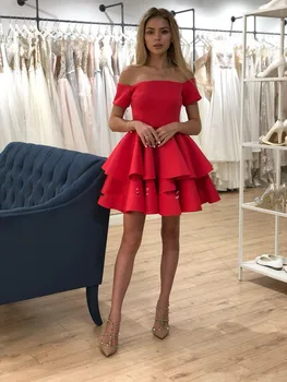 2019 Trumpas Pakopų Prom Dresses Off Peties Mini Oficialią Šalies Suknelė, Prašmatnus Vestidos De Fiesta Pigūs Kokteilių Suknelė