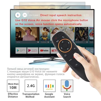 G10S Oro Pelės Balso Nuotolinio Valdymo 2.4 G USB Imtuvas Android TV BOX PC Gyro Jutikliai, Mini Belaidė Smart Remote