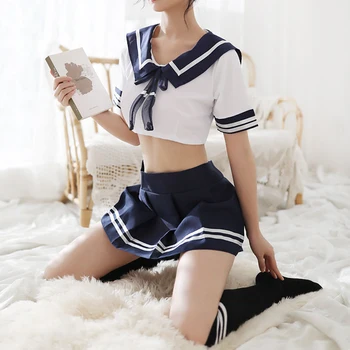 Seksualus Cosplay Apatinis Trikotažas Studentų Vienodas Mokyklos Mergina Japonijos Miniskirt Cheerleader Kostiumai Erotika Kawaii Babydoll Mergina Pižama