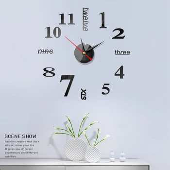 Dideli Sieniniai Laikrodžiai Žiūrėti PASIDARYK pats Veidrodis, Sieninis Laikrodis 3D Lipdukas, Namų Biuro Patalpos Apdaila Kvarco Adata Laikrodis