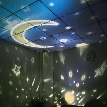 Naujas 8 Apšvietimo Režimai Naktį Šviesos Projektorius Delikatesas 4 Set Filmų 360 Laipsnių Besisukantis Naktį LED Lempos Vaikams Kūdikių Miegamojo Puošimas