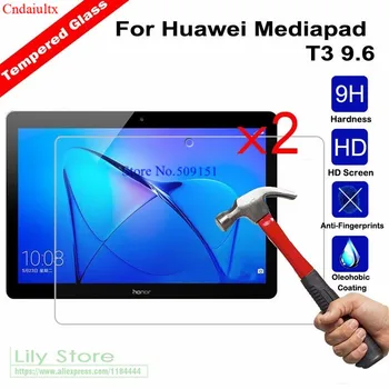 2 VNT Nekilnojamojo Grūdintas Stiklas Ekrano apsaugos Huawei T3 9.6 colių Huawei MediaPad T3 10 MAA-L09 4G Tabletės Plėvelė