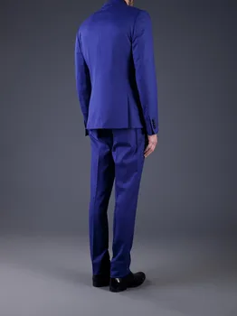 Pagal užsakymą pagaminti Aukštos kokybės Royal blue Tinka Jaunikis Tuxedos vyrų kostiumas paty kostiumas vyrams kostiumu prom vestuvių kostiumai( švarkas+Ziajać+kaklaraištis)
