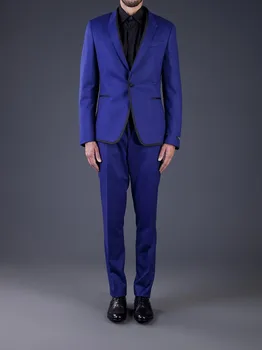 Pagal užsakymą pagaminti Aukštos kokybės Royal blue Tinka Jaunikis Tuxedos vyrų kostiumas paty kostiumas vyrams kostiumu prom vestuvių kostiumai( švarkas+Ziajać+kaklaraištis)