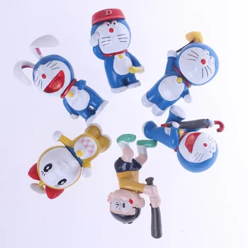 Bandai 6 Vnt. Doraemon Anime Mini Figūrėlių, Lėlės Modelio Papuošalus Lėlės Pvc Kūrybos Pyragas Apdaila Modelis Žaislai Naujas