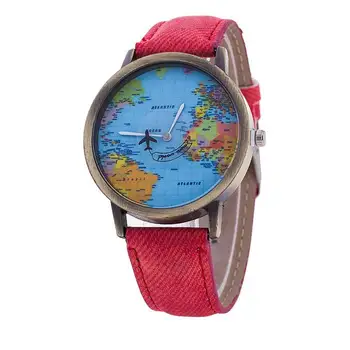 Relojes Feminino Unisex Mados Atsitiktinis Derliaus Pasaulio Žemėlapis, Laikrodis, Lėktuvo Diržo Ratukas Kvarco vyriški Laikrodžiai Saati Reloj Mujer Fi