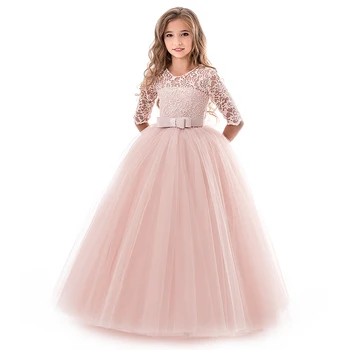 Sprogimo modeliai didelis vaikų baby girl drabužiai princesė vestuvių suknelė rankovėmis ir nėrinių suknelė