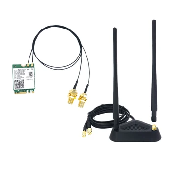 WiFi Kortelę su 8DB Antenos AX200NGW WiFi 6 3000Mbps M. 2 NGFF Dual Band 2.4 G 5G Bluetooth 5.1 802.11 Ax Tinklo plokštė