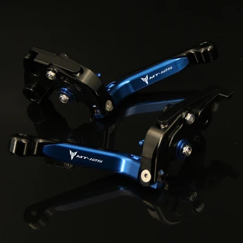Logotipas MT-125 Mėlyna+Juoda CNC Motociklų Veidrodėliai Išplėsti Stabdžių ir Sankabos Trosas YAMAHA MT125 MT-125 MT 125/2016 15 16
