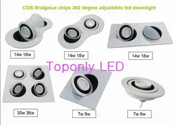 360 reguliuojamas led downlight 7w Bridgelux cob led žemyn apšvietimo lempos CRI>80 UL led driver AC100-240v 100vnt/lot nemokamas pristatymas