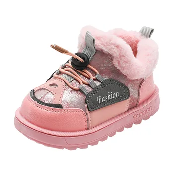 Naujų mergaičių vidurio vamzdis šiltas batai vaikams medvilnės sniego batai mados elastinės juostos uždarymas berniukai žieminiai batai