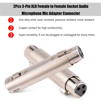 SOONHUA 2vnt Mikrofono kištukas 3-Pin XLR Female moterims, Audio Adapteris Jungtis, Mic Aksesuaras Žaidėjų Maišymo Konsolės