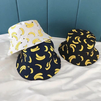 Bucket Hat Vyrai Moterys Vasarą Kibirą Bžūp Bananų Spausdinti Geltoną Skrybėlę Hip-Hop Žvejybos Žvejys Skrybėlę Unisex Lauko Dangtelis Nuo Saulės, Skrybėlę Street