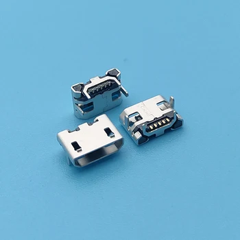 100VNT Micro USB Doko Jungtis Jack Moterų 5Pin DIP4 Uodega Įkrovimo lizdas Lizdas Moblie telefono ar Skaitmeninio gamybos