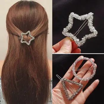 Korėjos Stiliaus Geometrinis Plaukų Įrašą Blizgučiai Kalnų Krištolas Plaukų Žiburių Kalnų Krištolas Bobby Pin Moterų, Mergaičių, Metallic Blizgučiai HairClip