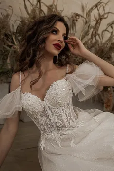 Chalatas de Mariage Naujų Blizgučiai Boho Vestuvių Suknelė iki 2021 m. Derliaus Nėrinių Vestuvių Suknelės Karoliukai Plius Dydis Bohemijos Nuotakos Suknelės