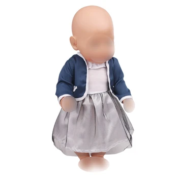 43 cm kūdikių lėlės suknelė naują gimė Tamsiai mėlyna mokyklos uniformos sijonas žaislai tinka American 18 colių Mergaičių lėlės f361