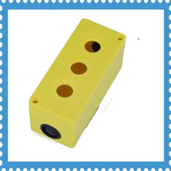 Geltonos spalvos Plastiko 3 skylės Mygtukas Jungiklis Valdymo posto Dėžutė Atveju 16mm toks mygtukas jungiklis