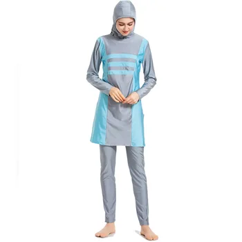 2019 Burkini musulmonų maudymosi kostiumėliai ilgomis rankovėmis Maudymosi Kostiumas Su Bžūp Spausdinimo maudymosi kostiumėlį Moterų Paplūdimio Rankšluosčiai islamo ponios