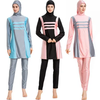 2019 Burkini musulmonų maudymosi kostiumėliai ilgomis rankovėmis Maudymosi Kostiumas Su Bžūp Spausdinimo maudymosi kostiumėlį Moterų Paplūdimio Rankšluosčiai islamo ponios