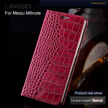 Prabangos prekės telefono dėklas natūralios odos krokodilas Plokščias tekstūros telefono dėklas ForMeizu M6note rankų darbo telefono dėklas