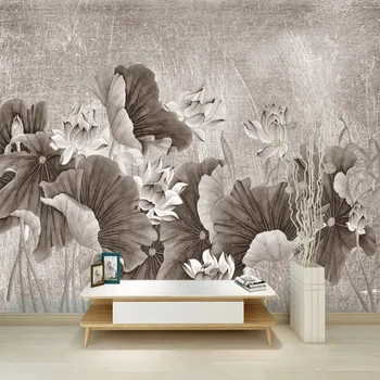 Custom didelės freskos tapetai, 3D meno nuotaika lotus TV foną tapetai, freskos gėlių