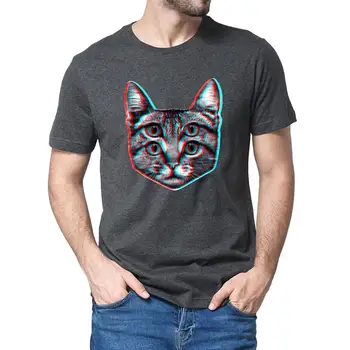 Nauja vasaros Mados medvilnės Funny Cat Marškinėlius Foldover katė kietas Vyrams trumpomis rankovėmis T-Shirt Medvilnės Dovana moterims viršuje tee Susagstomi megztiniai