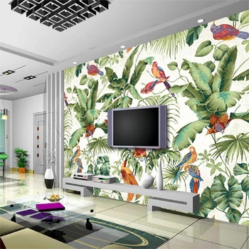 Custom freskos Retro minimalistinio aliejaus tapybai žalia gėlės tapetai kambarį, miegamąjį, TV foną tapetai, freskos