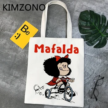 Mafalda pirkinių krepšys medvilnės bolsas de tela daugkartinio naudojimo shopper pirkėjo pirkinių krepšys nešti audinio sacolas