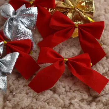 12pcs Gana Aukso Bowknots Kalėdų Ornamentu Medžio Apdaila Šalies Bowknots Niekučius naujieji Metai, Kalėdos, Kalėdų Dekoracija Namuose