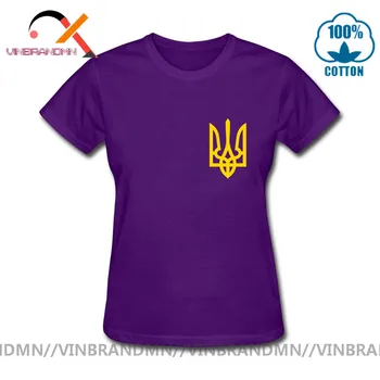 Kūrybos Ukrainos herbas kišenėje marškinėliai moteris vasaros naujovė ukrainos kišenėje logotipas marškinėliai Atsitiktinis palaidi tinka Tees mamai