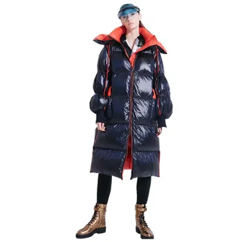 žiemos purus ančių pūkų paltai moterų mados nukentėjo spalvų dizainas ilgiau šiltas striukės, Kepurės Nuimamu gobtuvu storesnis, šiltas kailis F116