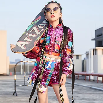 2020 Merginos Džiazo Kostiumai Vaikams, Gatvės Šokių China Drabužiai Vaikams Hiphop Veiklos Aprangą Vaikų Podiumo Matyti Drabužiai