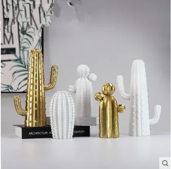 Balto aukso kaktusas amatų darbalaukio papuošalai, namų dekoracijas, biuro papuošalai