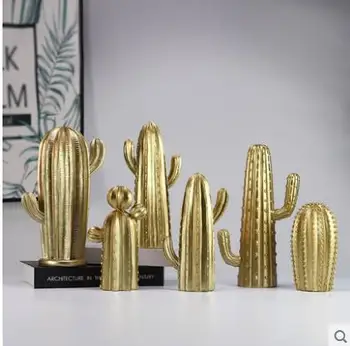 Balto aukso kaktusas amatų darbalaukio papuošalai, namų dekoracijas, biuro papuošalai