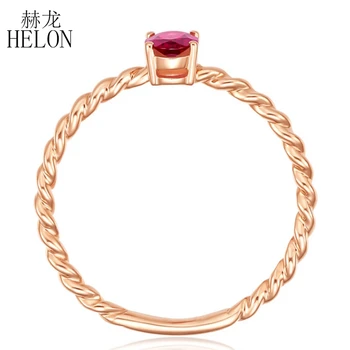 HELON Kietasis 18K Rose Gold Certified Ovalo 4x5mm Turmalino Žiedas Originali Brangakmenio Žiedas Papuošalai Vestuvės Žiedai Moterims, Dovana