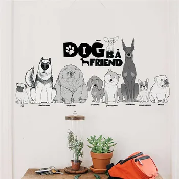 šuo draugas pug čiau čiau jiwawa šunys siena lipdukas namų kambarį 