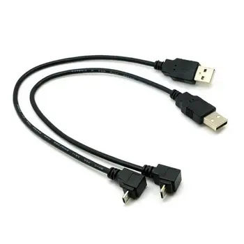 1PC 27cm stačiu Kampu USB 2.0 Vyrų iki 90 Laipsnių į Kairę Male Micro Adapteris Pin USB Keitiklis Jungtis, 5 Kabelis Kampas Laido