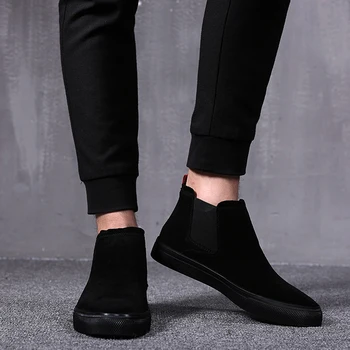 Britų stiliaus vyrų laisvalaikio bateliai karvės verstos odos batai butai batų platformos boot black 