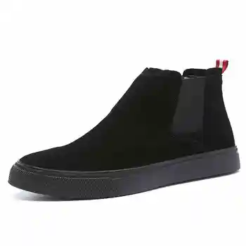 Britų stiliaus vyrų laisvalaikio bateliai karvės verstos odos batai butai batų platformos boot black 