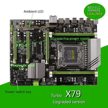 2019 NAUJAS X79 Turbo moederbord LGA2011 USB3 ATX.0 SATA3 PCI-E NVME M. 2 SSD ondersteuning REG ECC geheugen lt Xeon E5 procesorius