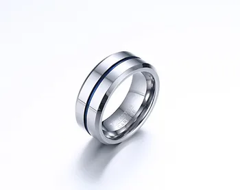 SIZZZ 8MM Pločio 15.4 G Svorio 2017 naują žiedą prekių tiekimo 8MM volframo plieno mėlynas žiedas banga vyrų asmenybės žiedas vyrams