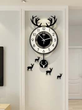 Šiaurės net elnio galva laikrodis sieninis laikrodis kūrybos namuose laikrodis kambarį mados paprasta, dekoratyvinės sienų kvarcinis laikrodis