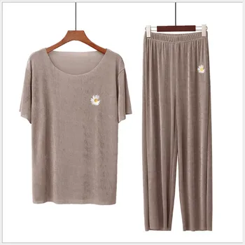 Fdfklak Moterų Pajama Komplektai Pyjama Sleepwear Trumpas Rankovės L-2XL Dydžio Pižama Mergina, naktiniai drabužiai Tiktų Rožinė Namo Naujas 2020 m.