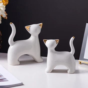 Japonijos Baltos Keramikos Katė Apdailos Gyvūnų Skulptūros Šiaurės Šalių Namų Puošybai Gyvenimo Kambario, Miegamasis Dekoro Dovanos Statula