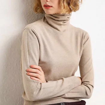 Naujas kašmyro krūva krūva aukštos apykaklės megztinis vientisų spalvų megztinių aukštos elastinga rudens ir žiemos vientisos spalvos, žemiausią megztinis